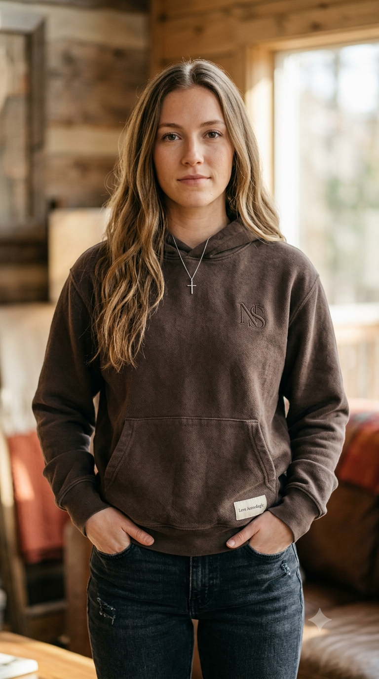 N&S Heavyweight Hoodie — Faded Espresso 100% cotton Young Women